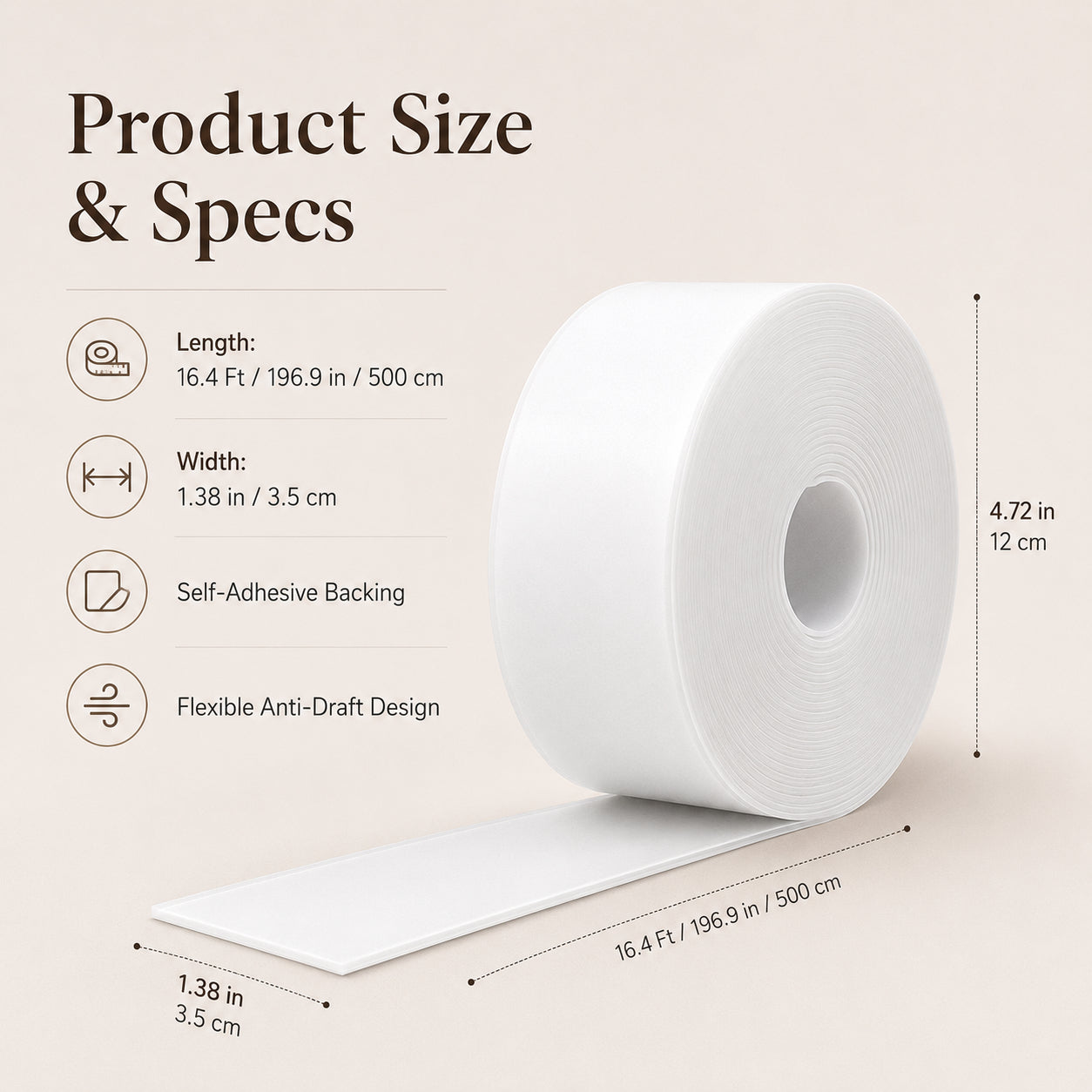 Door Weather Stripping – 16.4Ft Self-Adhesive Draft Stopper