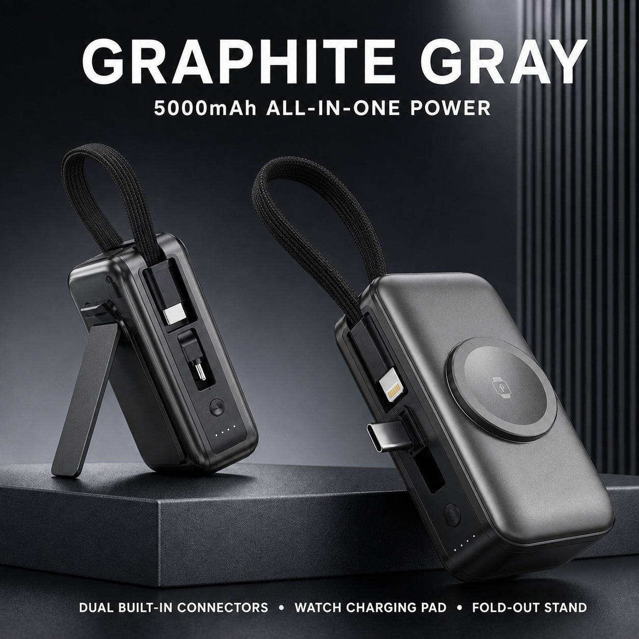 🔥 New 2026🔋 3-in-1 Mini Power Bank – Phone Charger, Watch Charger & Foldable Stand