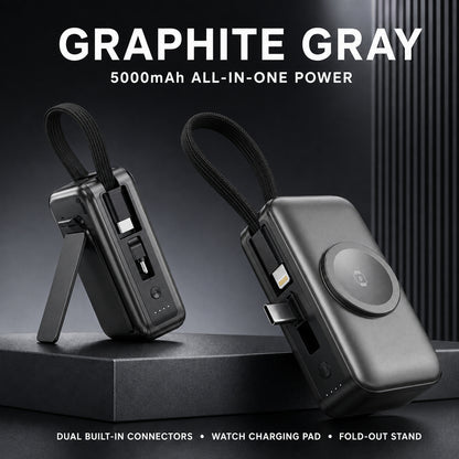 🔥 New 2026🔋 3-in-1 Mini Power Bank – Phone Charger, Watch Charger & Foldable Stand