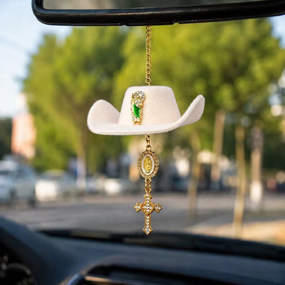 ✝️St. Jude Car Blessing Charm. Handmade Protection Gift Decoration-Black Sombrero Car Ornament Car Trinkets