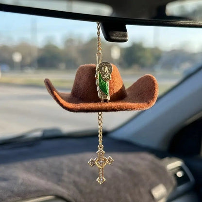 ✝️St. Jude Car Blessing Charm. Handmade Protection Gift Decoration-Black Sombrero Car Ornament Car Trinkets