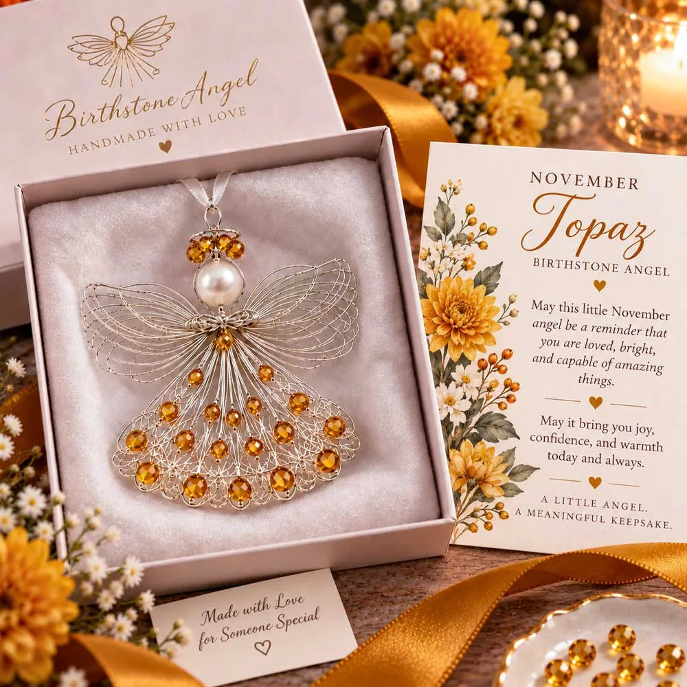 🕊️ Birthstone Angel Ornament – Keepsake with Meaningful Card