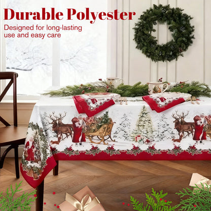 🎄🎁Stylish Christmas Printed Tablecloth – Stain Resistant, Wrinkle-proof, Easy Wash ✨
