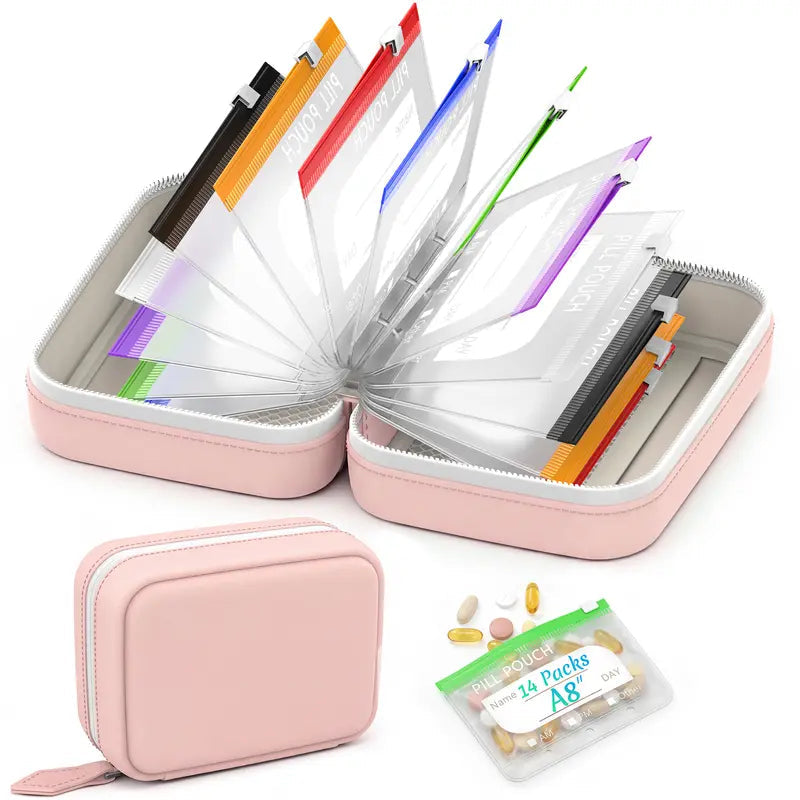 💊 14-Pouch Travel Pill Organizer – Waterproof Medicine & Vitamin Case