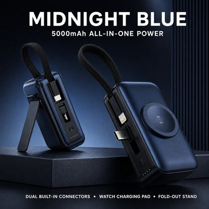 🔥 New 2026🔋 3-in-1 Mini Power Bank – Phone Charger, Watch Charger & Foldable Stand