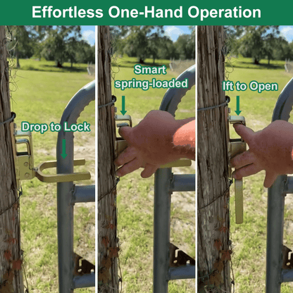 🔥LAST DAY 49% OFF🔥Instant Locking Gate Latch – Prevents Cattle, Sheep & Horses From Escaping