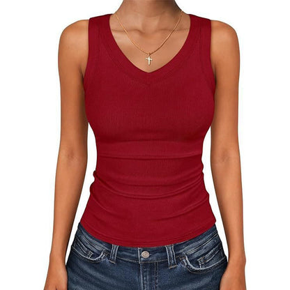 Women's V-Neck Ribbed Knit Tank Top