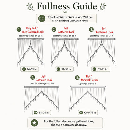 Embroidered Lace Doorway Curtain – Romantic Floral Beaded Sheer Panels