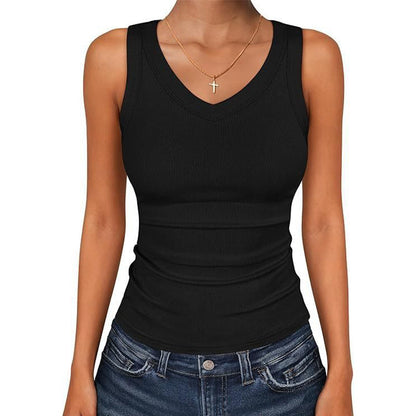 Women's V-Neck Ribbed Knit Tank Top