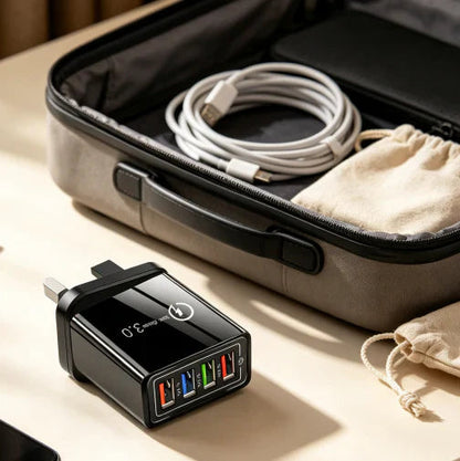 ⚡️Secret to Faster Phone Performance⚡️Four-Port Travel Charger for Extended Phone Battery Life