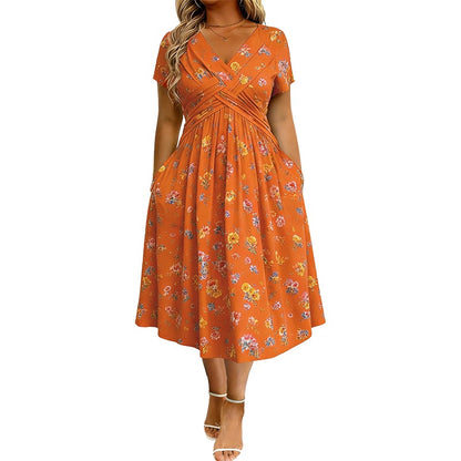 💃Limited-Time 50% OFF 🛍️Women's V-Neck Floral Print Dress with Twist Waist