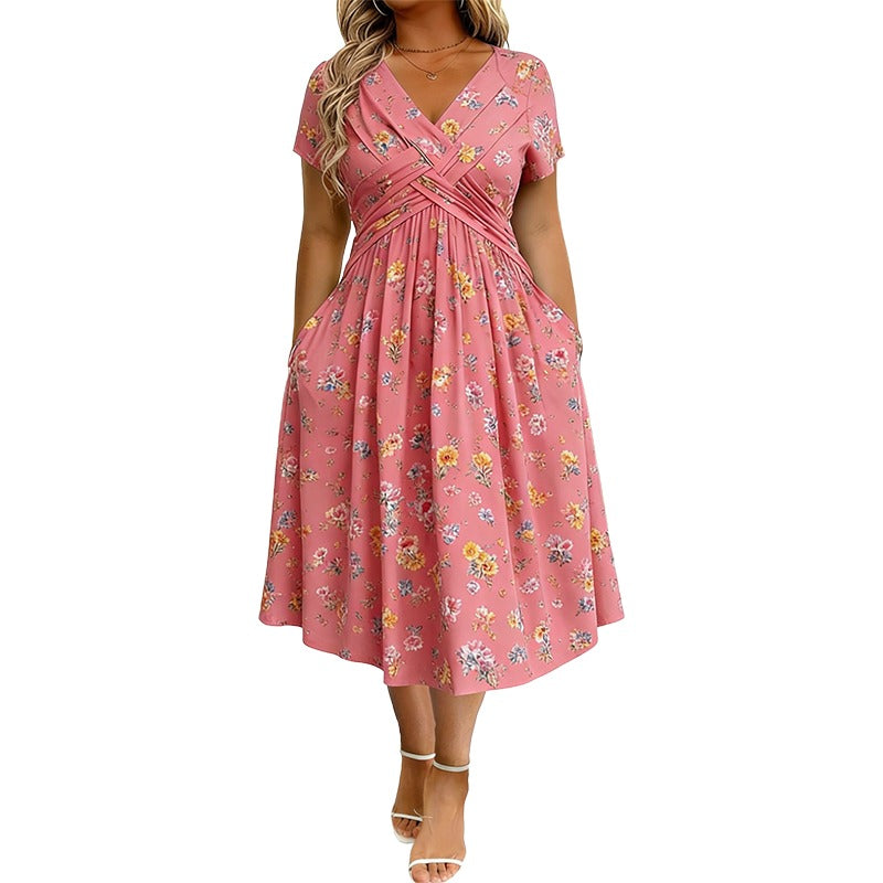 💃Limited-Time 50% OFF 🛍️Women's V-Neck Floral Print Dress with Twist Waist