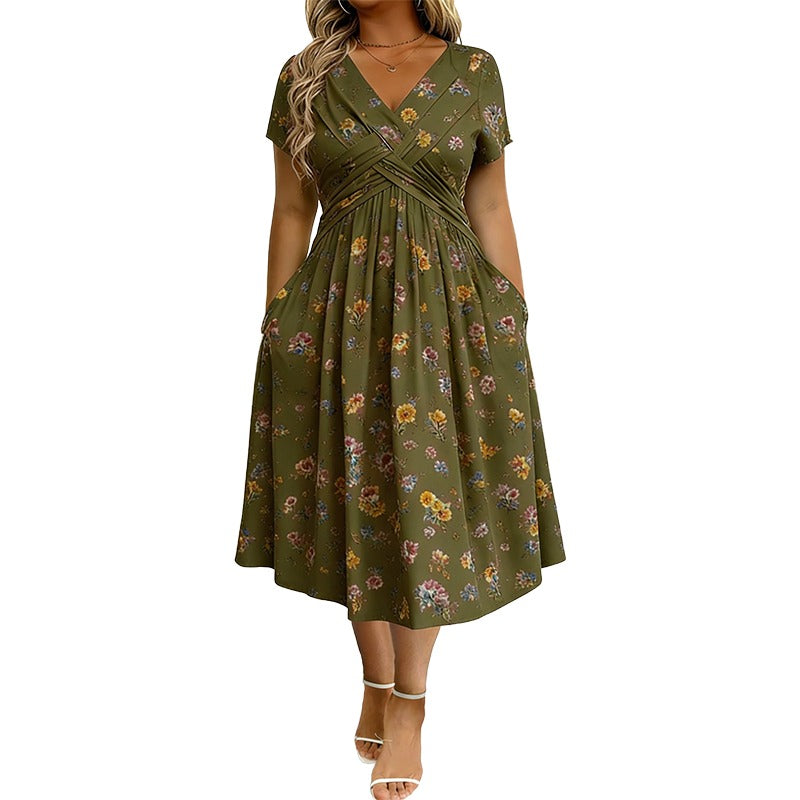 💃Limited-Time 50% OFF 🛍️Women's V-Neck Floral Print Dress with Twist Waist