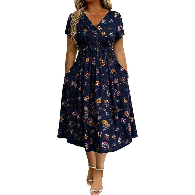 💃Limited-Time 50% OFF 🛍️Women's V-Neck Floral Print Dress with Twist Waist