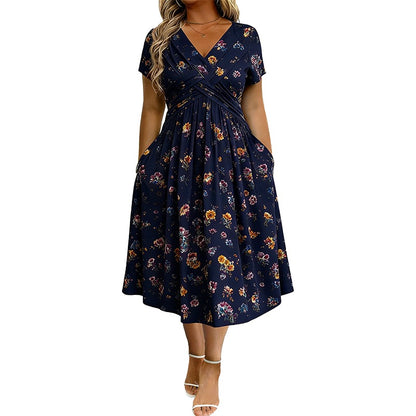 💃Limited-Time 50% OFF 🛍️Women's V-Neck Floral Print Dress with Twist Waist