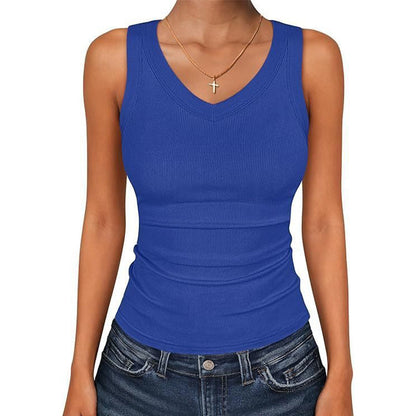 Women's V-Neck Ribbed Knit Tank Top