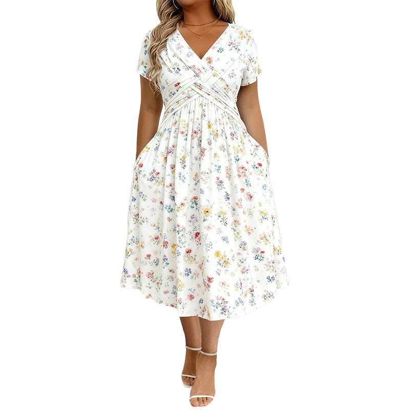 💃Limited-Time 50% OFF 🛍️Women's V-Neck Floral Print Dress with Twist Waist