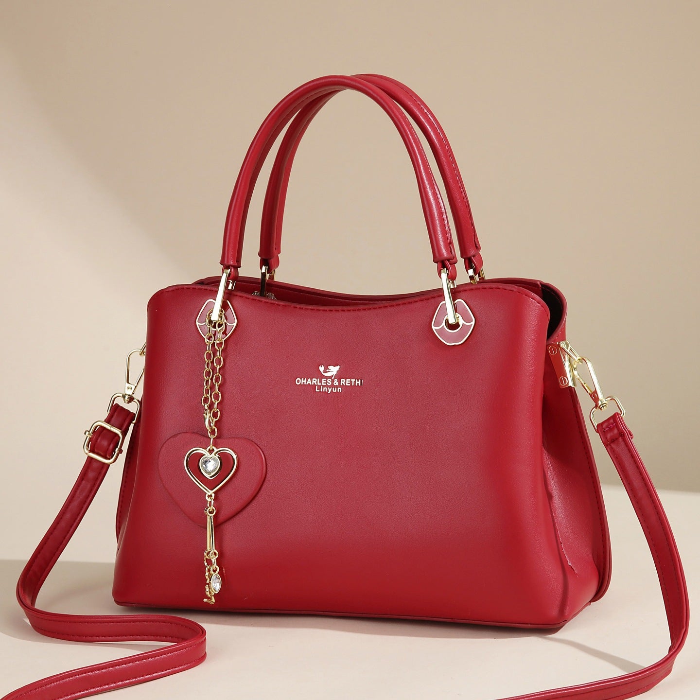 🔥Elegant Women's Tote Bag With Shining Heart Charm