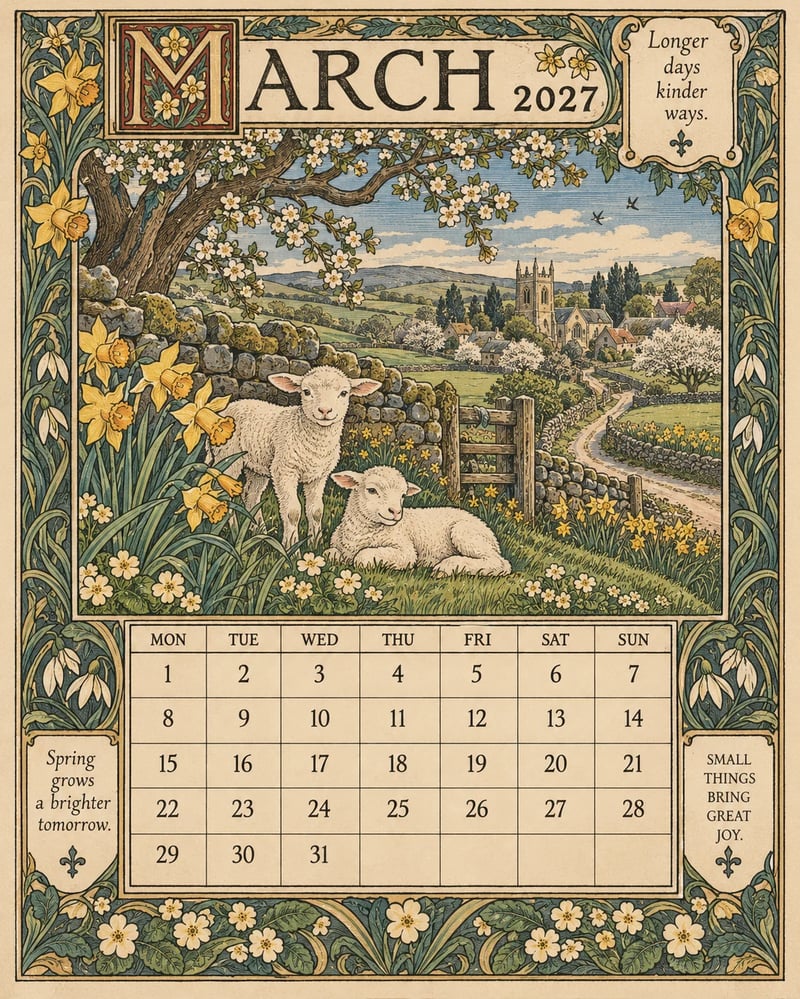 A Year in Britain 2027 – Vintage Storybook Wall Calendar