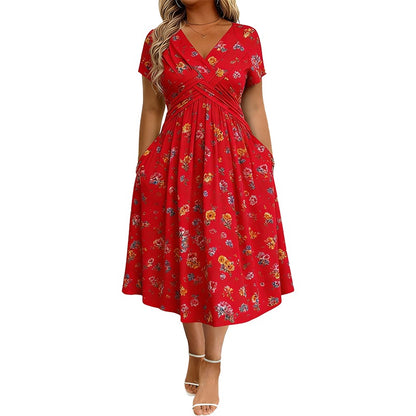 💃Limited-Time 50% OFF 🛍️Women's V-Neck Floral Print Dress with Twist Waist