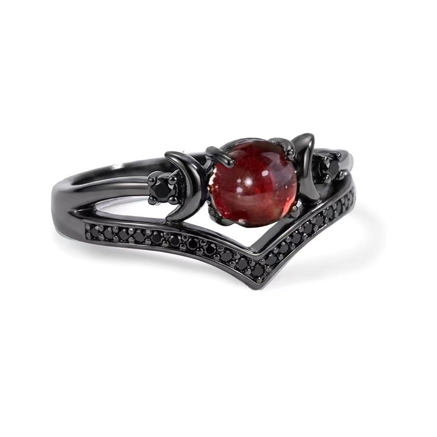 🌙 Witchy Triple Moon Ring Set – Silver-Tone Witchy Celestial