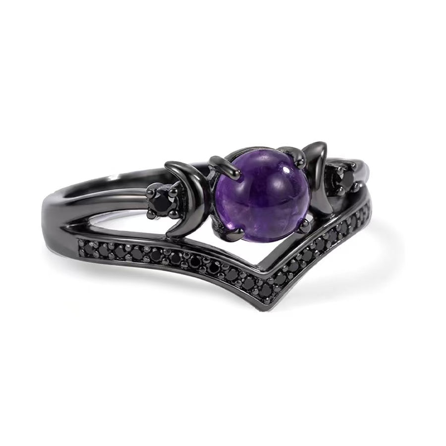 🌙 Witchy Triple Moon Ring Set – Silver-Tone Witchy Celestial