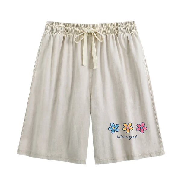 🔥HOT SALE🔥Women's Soft Cotton Blend Washed Floral Shorts, Casual Summer Travel Streetwear Bottoms