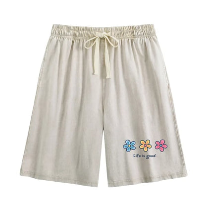 🔥HOT SALE🔥Women's Soft Cotton Blend Washed Floral Shorts, Casual Summer Travel Streetwear Bottoms