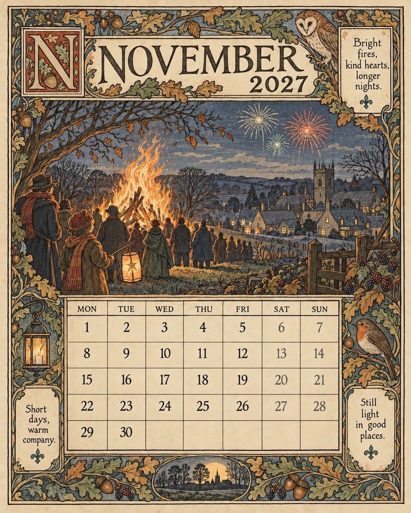 A Year in Britain 2027 – Vintage Storybook Wall Calendar