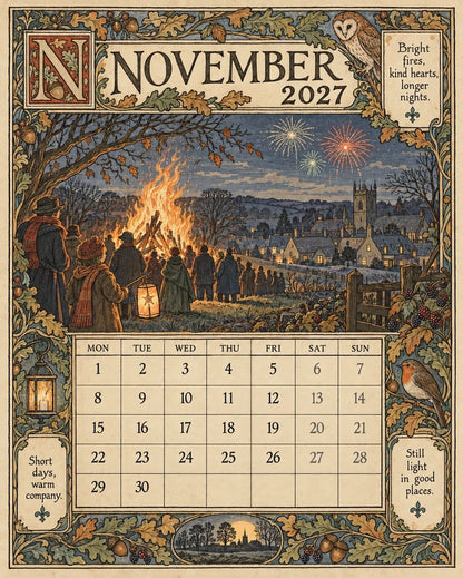 A Year in Britain 2027 – Vintage Storybook Wall Calendar