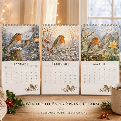 2027 Robin Seasons Calendar – Countryside Garden Bird Wall Calendar & Gift for Bird Lovers