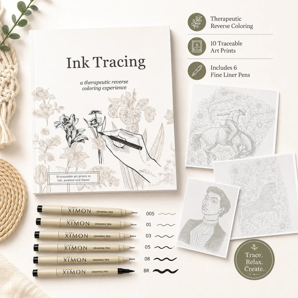 Beginner-Friendly💕Ink Tracing: A Therapeutic Reverse Coloring Experience📚(Deluxe Edition)