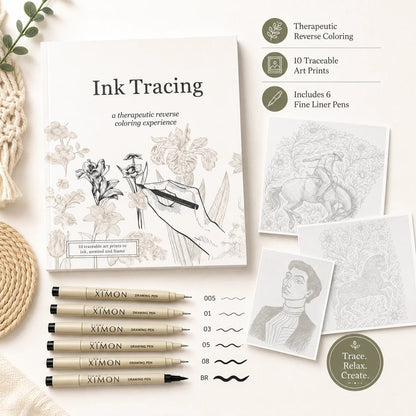 Beginner-Friendly💕Ink Tracing: A Therapeutic Reverse Coloring Experience📚(Deluxe Edition)