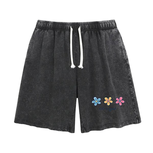🔥HOT SALE🔥Women's Soft Cotton Blend Washed Floral Shorts, Casual Summer Travel Streetwear Bottoms