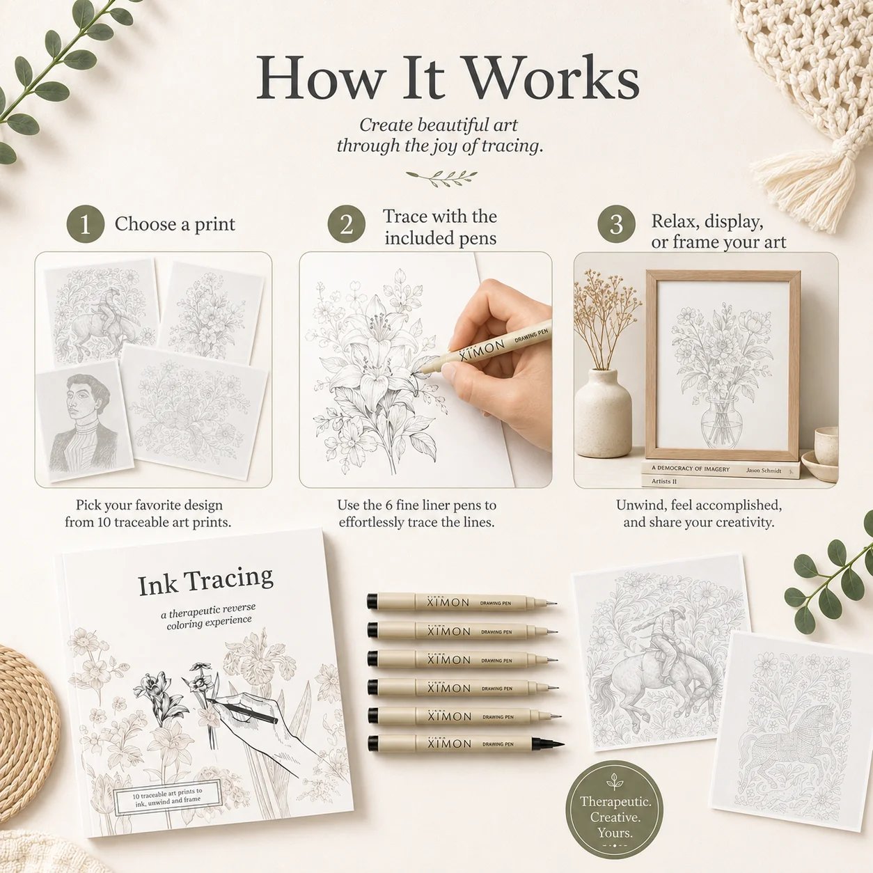 Beginner-Friendly💕Ink Tracing: A Therapeutic Reverse Coloring Experience📚(Deluxe Edition)