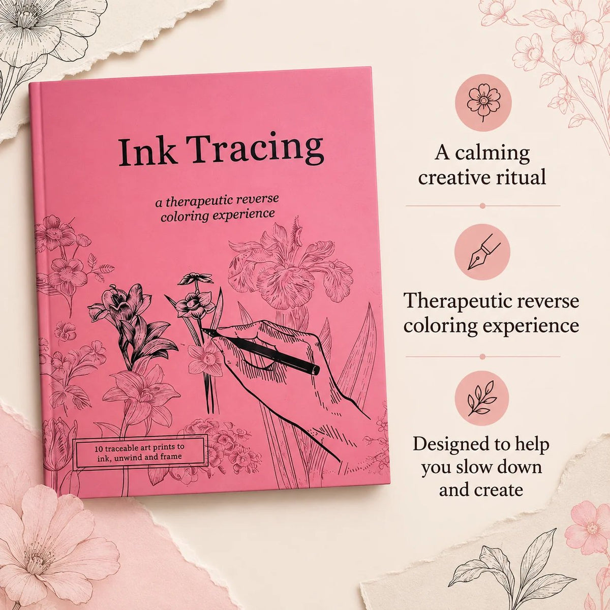 Beginner-Friendly💕Ink Tracing: A Therapeutic Reverse Coloring Experience📚(Deluxe Edition)