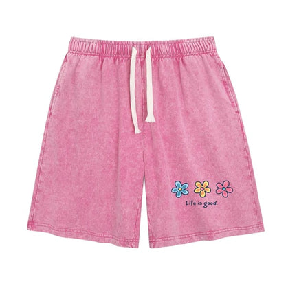 🔥HOT SALE🔥Women's Soft Cotton Blend Washed Floral Shorts, Casual Summer Travel Streetwear Bottoms