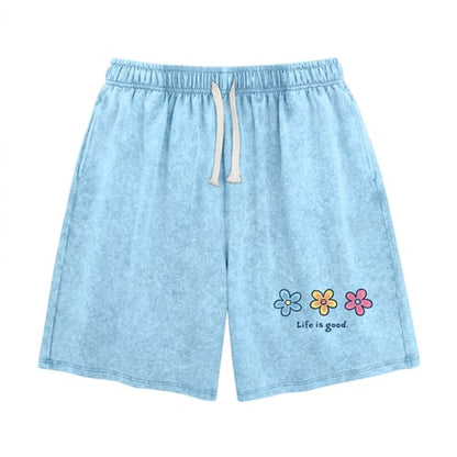 🔥HOT SALE🔥Women's Soft Cotton Blend Washed Floral Shorts, Casual Summer Travel Streetwear Bottoms