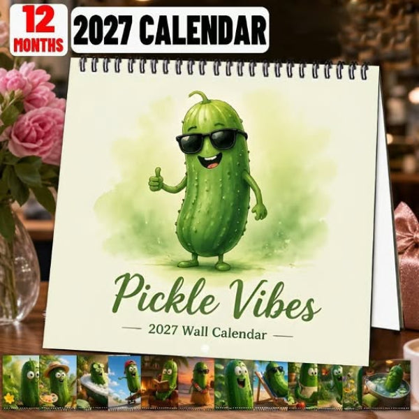 🥒 Pickle Vibes 2027 Wall Calendar – 12 Months of Quirky Pickle Art & Playful Everyday Humor