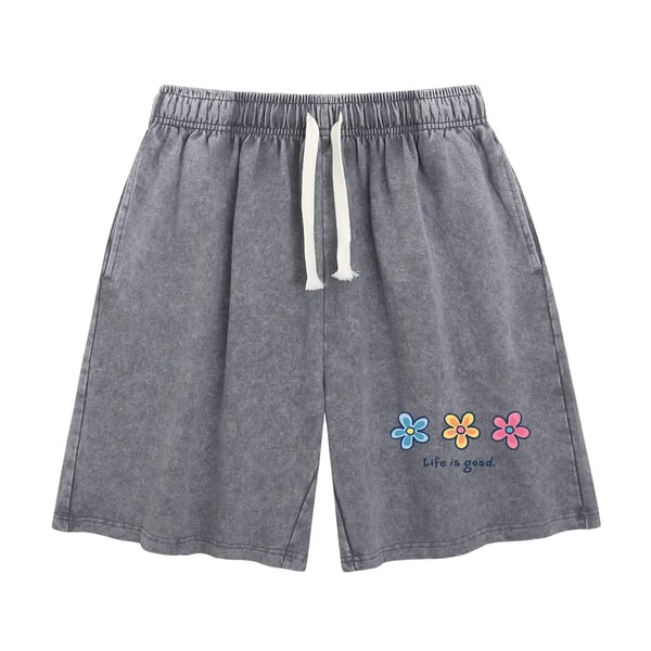 🔥HOT SALE🔥Women's Soft Cotton Blend Washed Floral Shorts, Casual Summer Travel Streetwear Bottoms