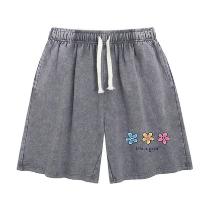 🔥HOT SALE🔥Women's Soft Cotton Blend Washed Floral Shorts, Casual Summer Travel Streetwear Bottoms