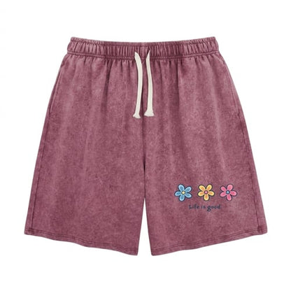 🔥HOT SALE🔥Women's Soft Cotton Blend Washed Floral Shorts, Casual Summer Travel Streetwear Bottoms
