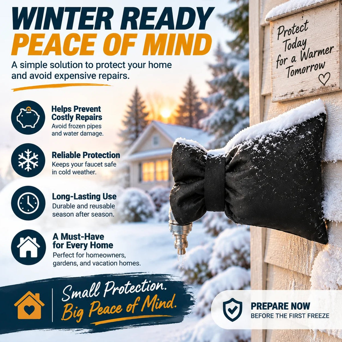 ❄️ Outdoor Faucet Cover | Winter Freeze Protection Insulated Spigot Protector