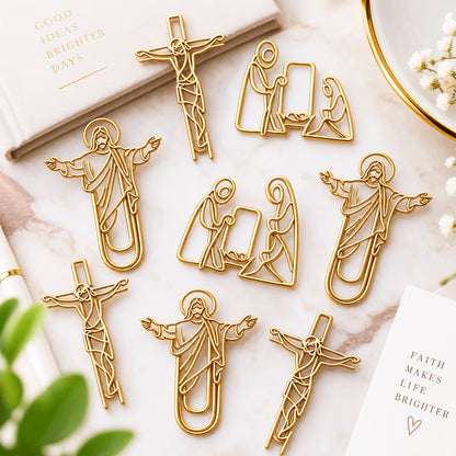 ✝Faith-Inspired Gold Paper Clips — Meaningful Christian Bookmarks