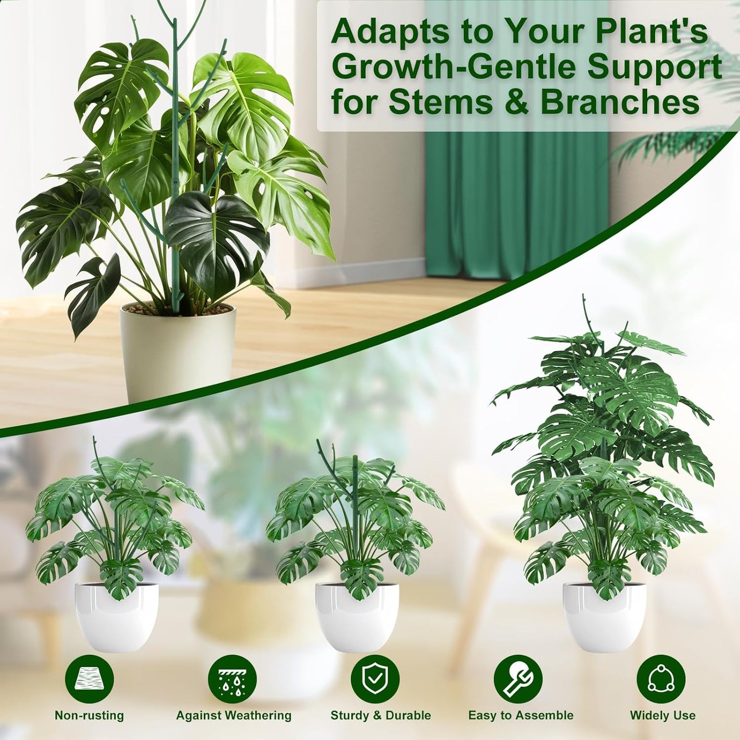 🔥HOT SALE🔥🌱 Adjustable Climbing Plant Stakes – Natural‑Look, Tool‑Free Support for Indoor & Outdoor Vertical Growth
