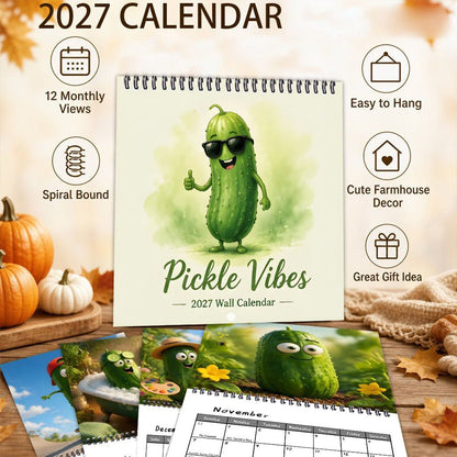 🥒 Pickle Vibes 2027 Wall Calendar – 12 Months of Quirky Pickle Art & Playful Everyday Humor
