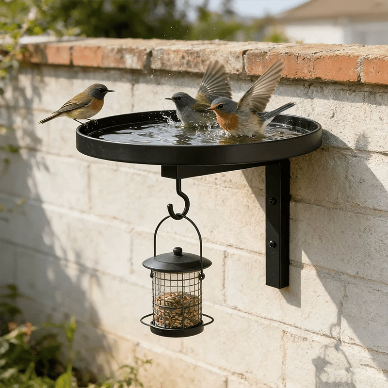 Wall-Mounted Metal Bird Bath – Antique Bronze Finish 🐦🛁🧱🏡