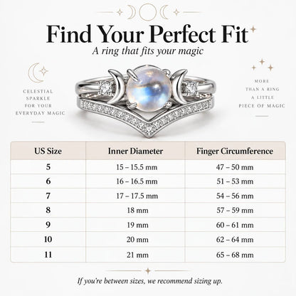 🌙 Witchy Triple Moon Ring Set – Silver-Tone Witchy Celestial