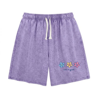 🔥HOT SALE🔥Women's Soft Cotton Blend Washed Floral Shorts, Casual Summer Travel Streetwear Bottoms