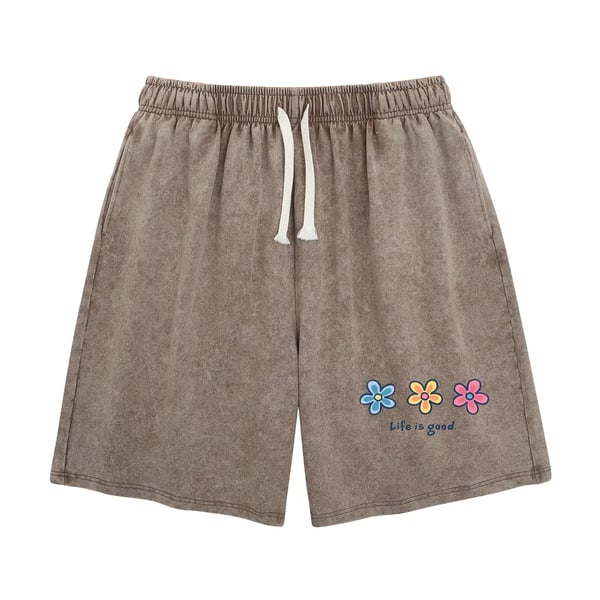 🔥HOT SALE🔥Women's Soft Cotton Blend Washed Floral Shorts, Casual Summer Travel Streetwear Bottoms